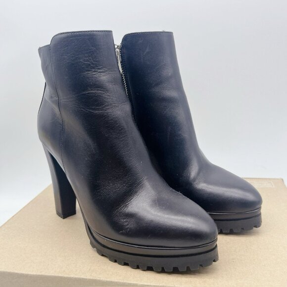 ALLSAINTS Louisa Studded Platform Heel Ankle Boots Black Leather EU 36 US 6 - Picture 4 of 12